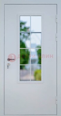 Белая железная дверь порошок со стеклом ДС-31 в Троицке