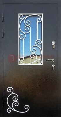 Входная дверь Порошок со стеклом и ковкой ДСК-278 в Троицке
