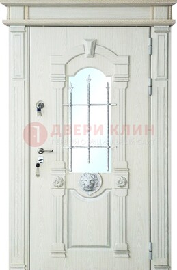Герметичная входная дверь со стеклом и ковкой с украшением ДСК-64 в Троицке