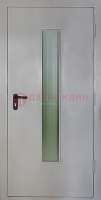 Белая металлическая противопожарная дверь со стеклянной вставкой ДТ-2 в Троицке