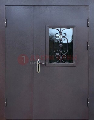 Тамбурная дверь Порошок со стеклом и ковкой ДТМ-48 в Троицке