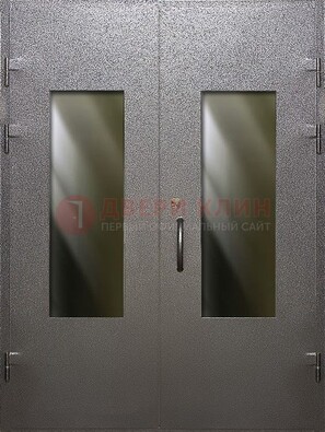 Серая тамбурная дверь со стеклянными вставками ДТМ-8 в Троицке
