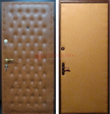 Желтая железная дверь с винилискожей ДВ-2 в Троицке