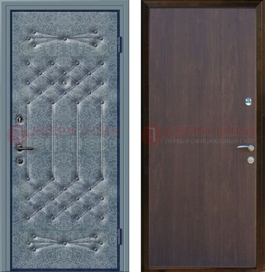 Серая металлическая дверь с винилискожей ДВ-35 в Троицке