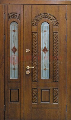 Темная стальная дверь с виноритом и стеклом ДВТ-179 в Троицке