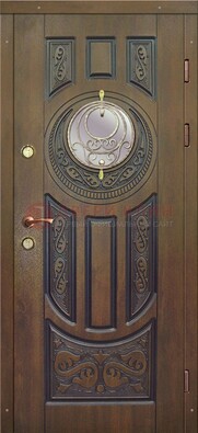 Одностворчатая входная дверь с виноритом и стеклом ДВТ-193 в Троицке