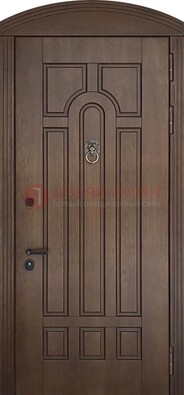 Коричневая стальная дверь с виноритом в форме арки ДВТ-237 в Троицке
