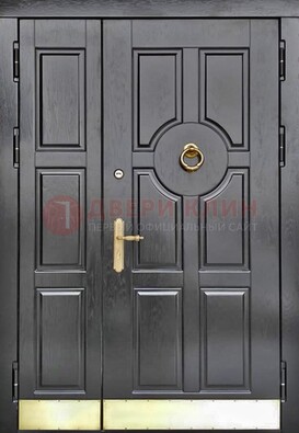 Черная металическая дверь с виноритом для дома ДВТ-241 в Троицке