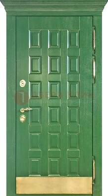 Входная зеленая дверь с виноритом для коттеджа ДВТ-249 в Троицке