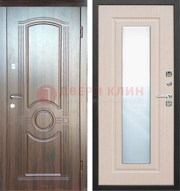 Светло-коричневая дверь c виноритом с узором и филенчатой МДФ ДЗ-120 в Троицке