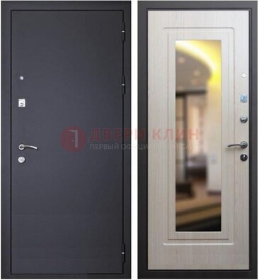 Черная металлическая дверь с зеркалом ДЗ-26 в Троицке