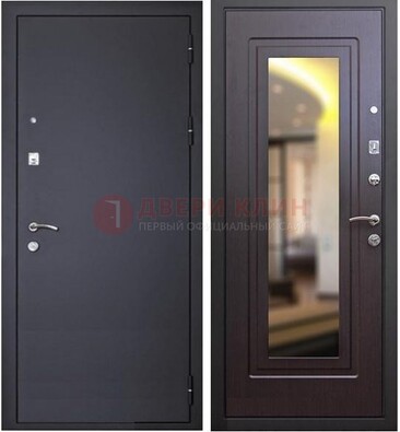 Черная железная дверь с зеркалом ДЗ-30 в Троицке