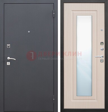 Черная входная дверь с зеркалом МДФ внутри ДЗ-31 в Троицке