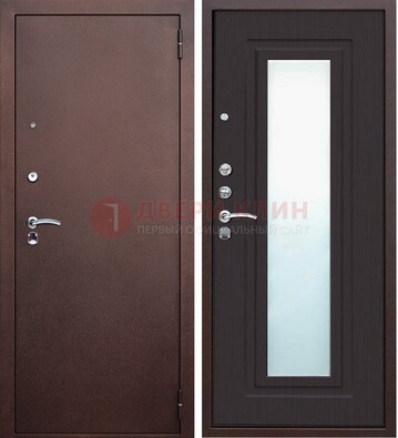 Коричневая металлическая дверь с зеркалом ДЗ-43 в Троицке