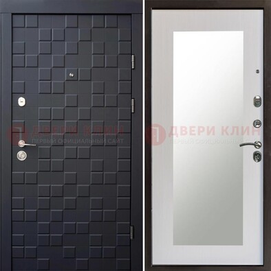 Черная стальная дверь МДФ и зеркалом ДЗ-50 в Троицке