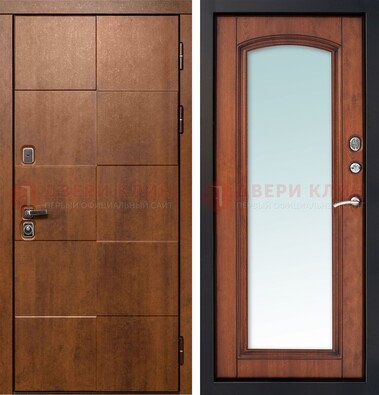 Белая филенчатая дверь с фрезерованной МДФ и зеркалом ДЗ-81 в Троицке