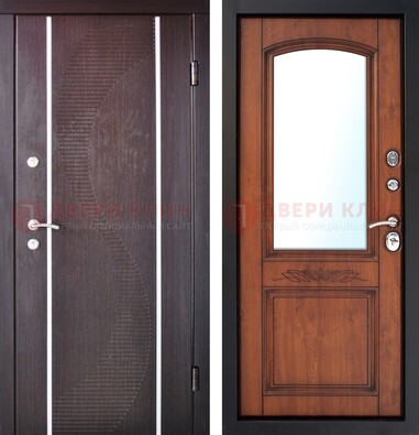 Входная дверь с МДФ и МДФ внутри с зеркалом ДЗ-88 в Троицке