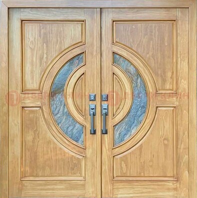 Двухстворчатая металлическая дверь с витражом ВЖ-11 в Троицке